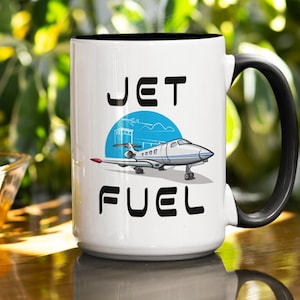 Airplane Mug - Jet Fuel | Aviation Coffee Mug, Gifts for Pilots, Travel Lover Gift, Plane Lover Gifts for Him