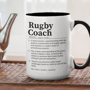 Rugby Coach Definition Coffee Mug - Fuel Your Rugby Passion with Humor | Coach Appreciation, Coach Thank You Gift, Team Gift Idea
