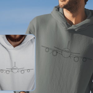 hoodie sweatshirt with minimalist line art airplane drawing