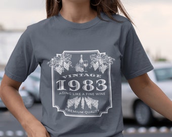 Vintage 1983 Shirt for Wine Lovers, Unique 40th Birthday Gift for Wine Enthusiasts, 40th Birthday Shirt for Women, 40th Birthday Shirt Men