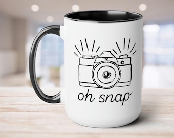Oh Snap Photography Mug - Camera and Coffee Photographer Gift | Photography Lovers Camera Gifts, Thank You Gift Wedding Photographer
