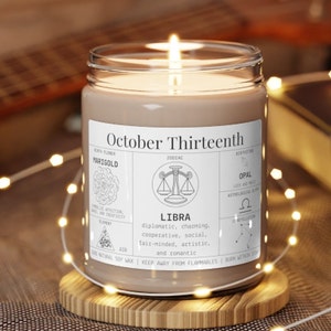 Birthdate Candle, Personalized Birth Month Candle, Gifts for Her, Birthday Candle Astrology Gifts, Birth Flower Zodiac Gift