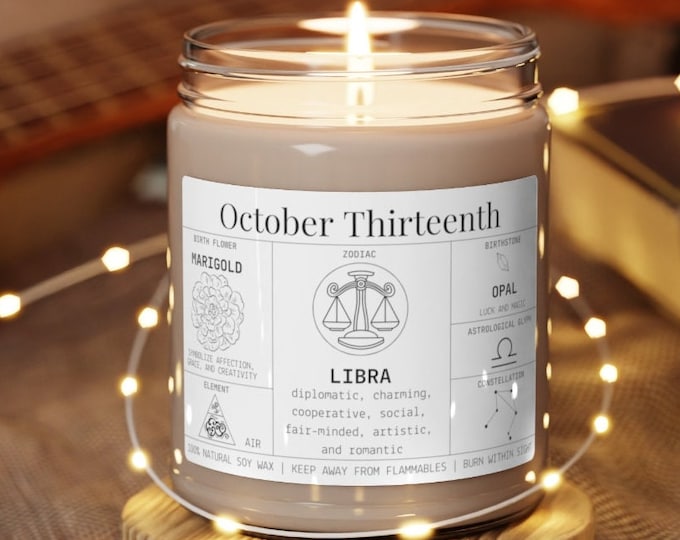 Birthdate Candle, Personalized Birth Month Candle, Gifts for Her, Birthday Candle Astrology Gifts, Birth Flower Zodiac Gift