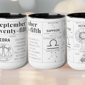 Birthdate Mug - Personalized Birth Flower Zodiac Gift | Birth Month Mug, Birthday Gifts for Her, Birthday Mug Astrology Gifts