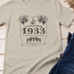 Vintage 1933 Shirt 90th Birthday Gift, Wine Lover 90th Birthday Shirt for Women, 90th Birthday Shirt Men, Retro Shirt Ninety Tee