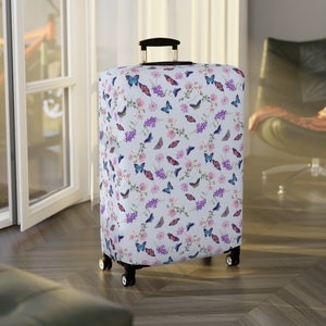 Butterfly and Floral Luggage Cover | Botanical Suitcase Protector for Travel, Travel Gifts