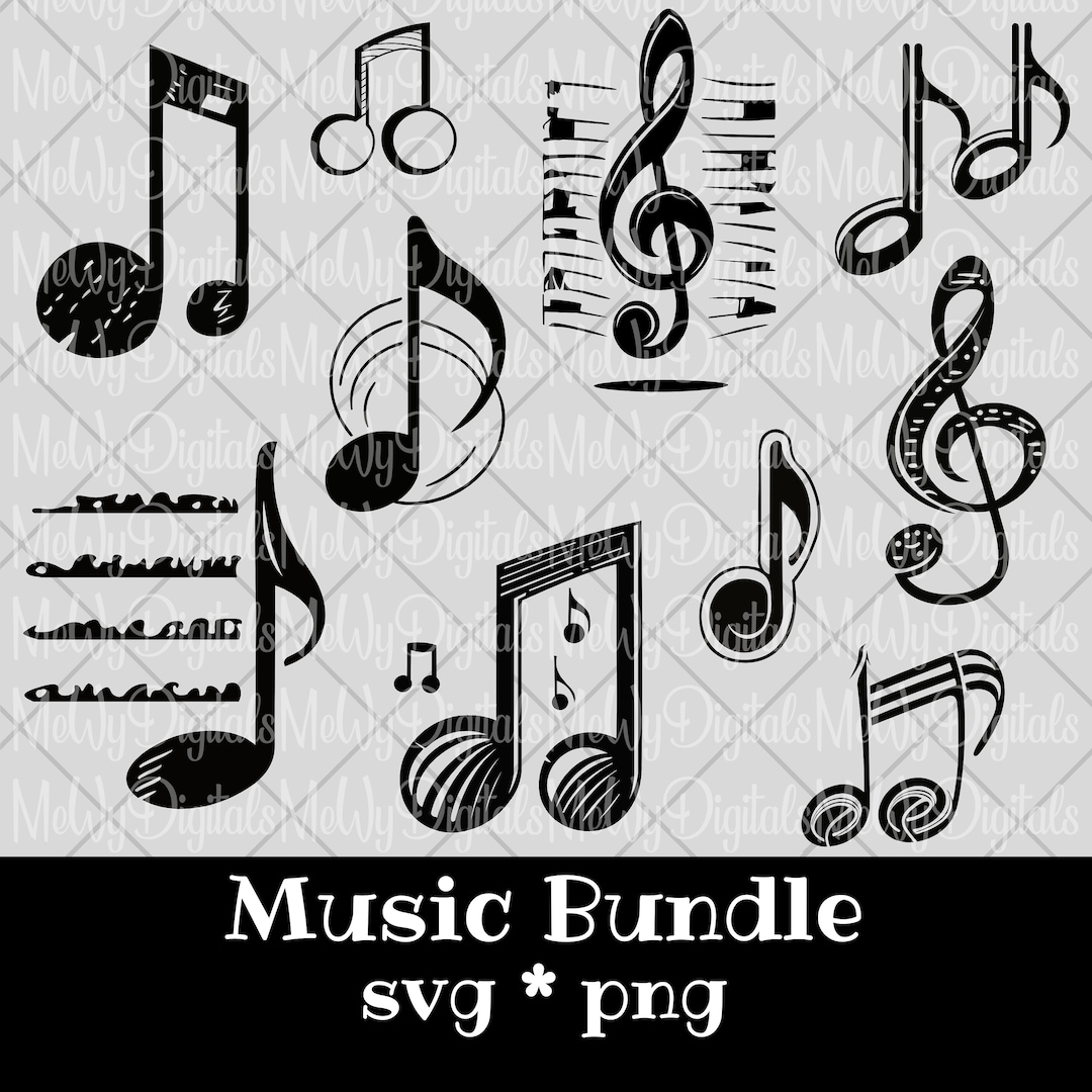 Music Note SVG PNG Bundle - Etsy