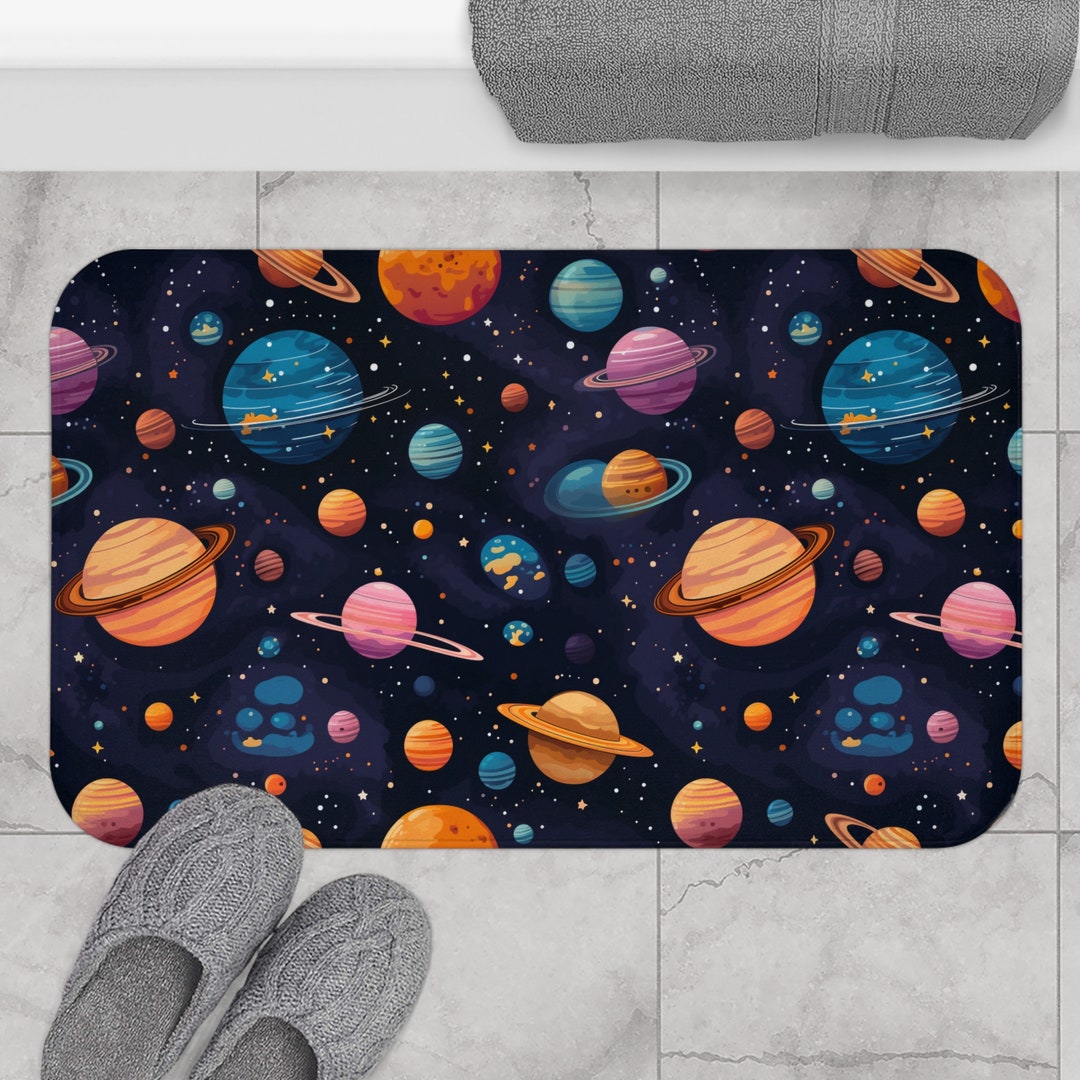 Planets Bath Mat for Kids Bathroom Plants Decor - Etsy