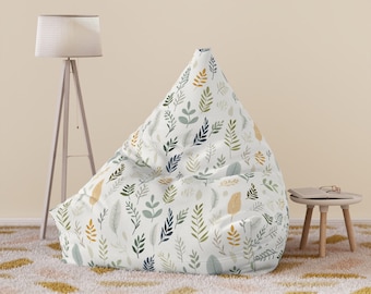 BoHo LEAVES Bean Bag Chair COVER leaves Floor Chair Cover, Home Decor, Farmhouse Home decor, Bedroom decor, Gift for college Dorm