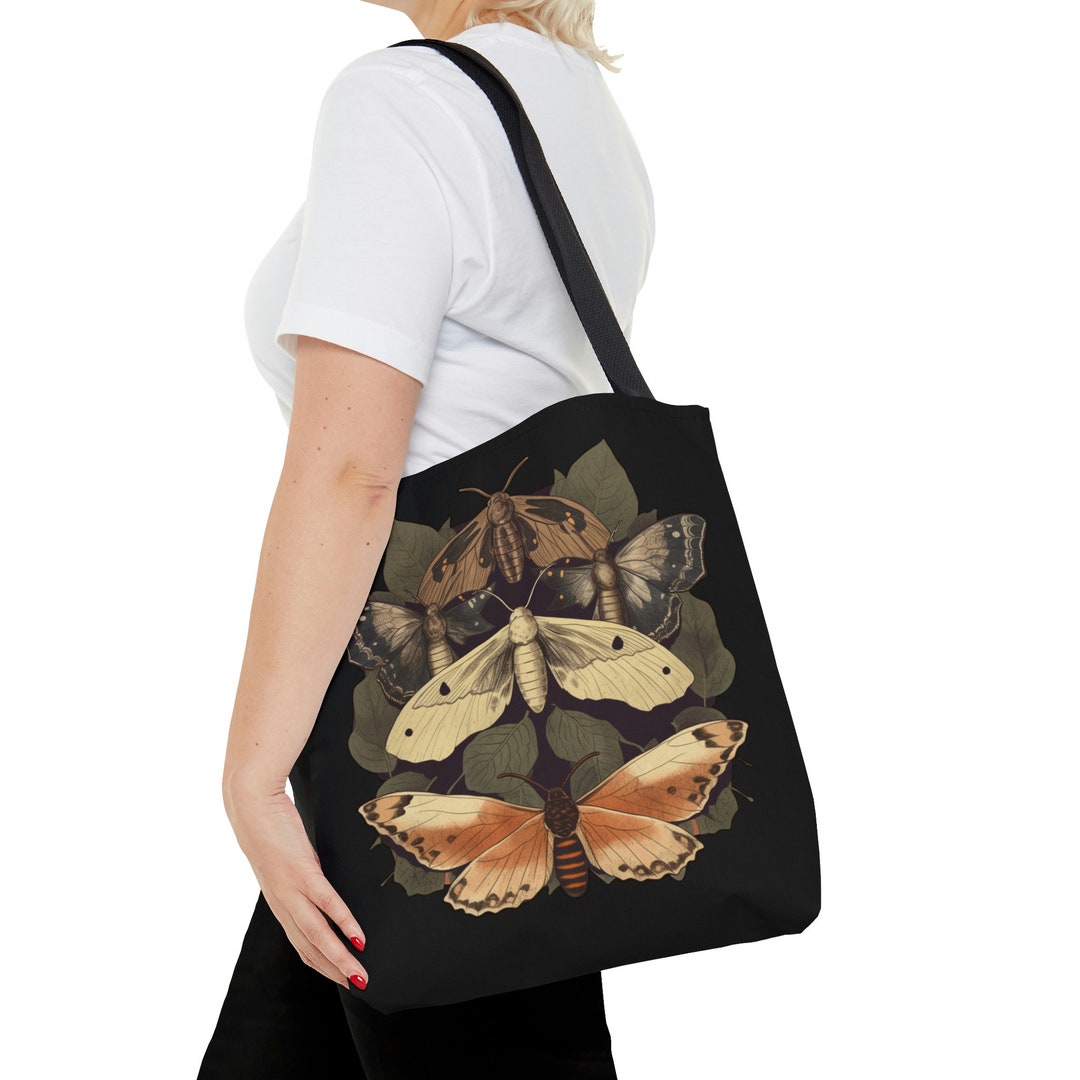 Moths Natural Tote Bag, Moth Cotton Bag, Reusable Grocery Bag