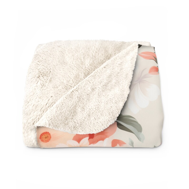 Shabby Chic Floral Sherpa Fleece Blanket, Mint Green Throw Blanket, Housewarming Gift Etsy