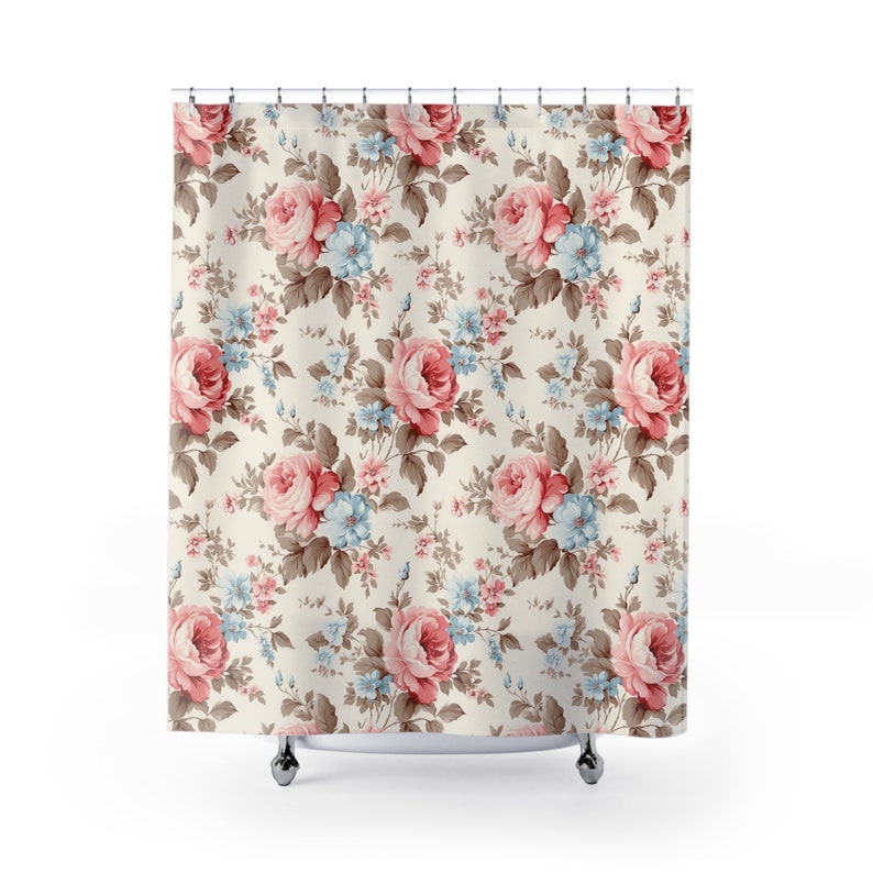 Shabby Chic Floral Shower Curtains, Bathroom Accessory, House Warming