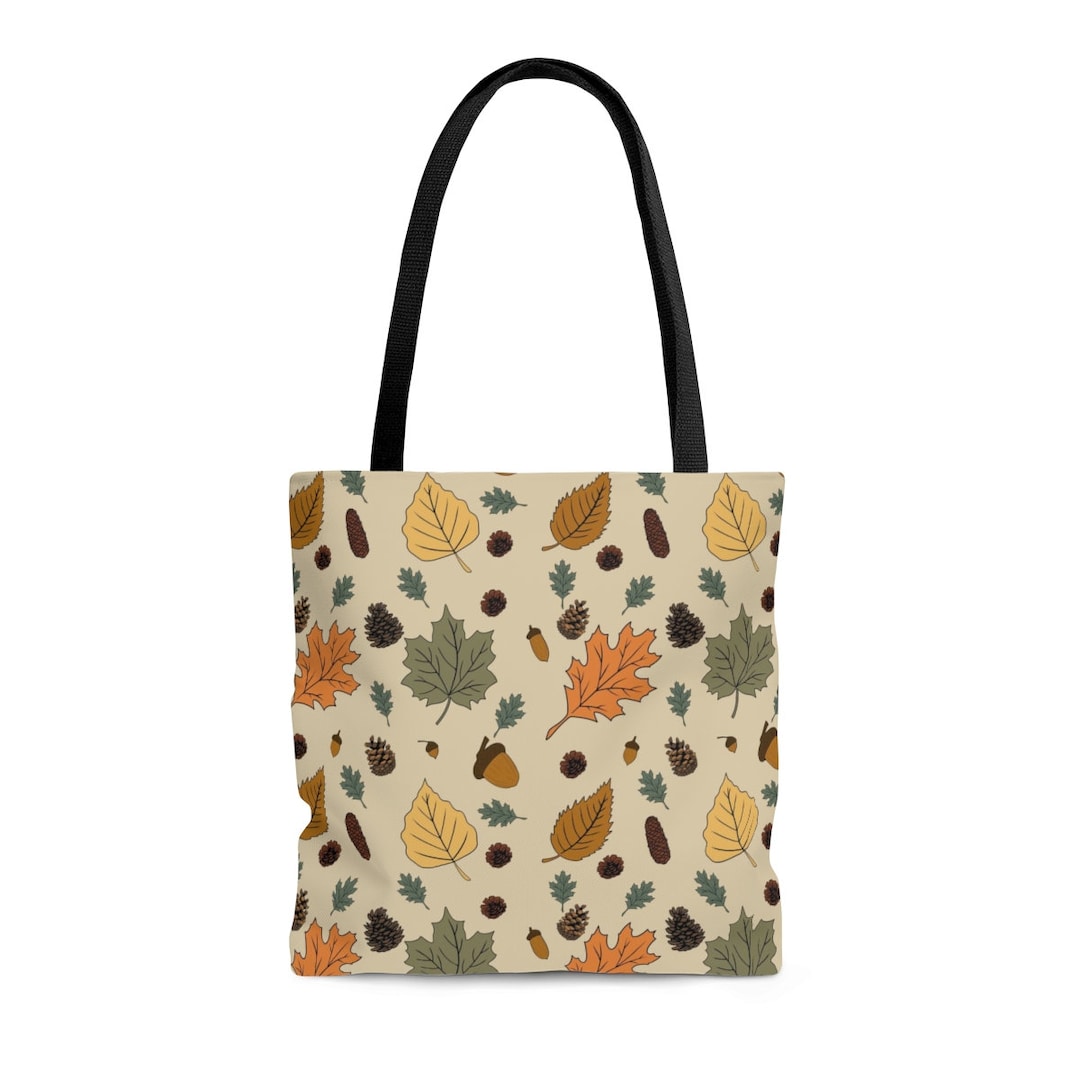 Fall Leaves Tote Bag Boho Neutral Aesthetic Bag Reusable Etsy