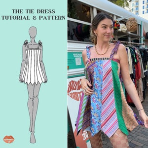 Upcycled Neck Tie Dress/Skirt Pattern/Tutorial - Necktie Dress pattern-  Step by Step Guide & Pattern to making the necktie dress sizes XS-L