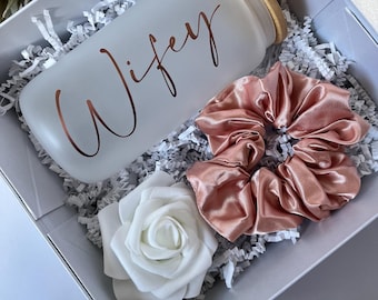 Elegant Bride Gift Box | Glass Cup, Satin Hair Tie & Flower