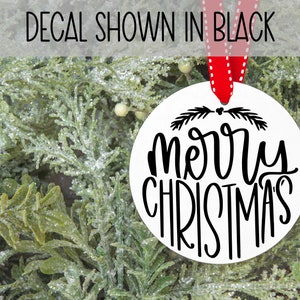 Merry Christmas Vinyl Decal: Holiday Ornament, Glass & Wood Decor