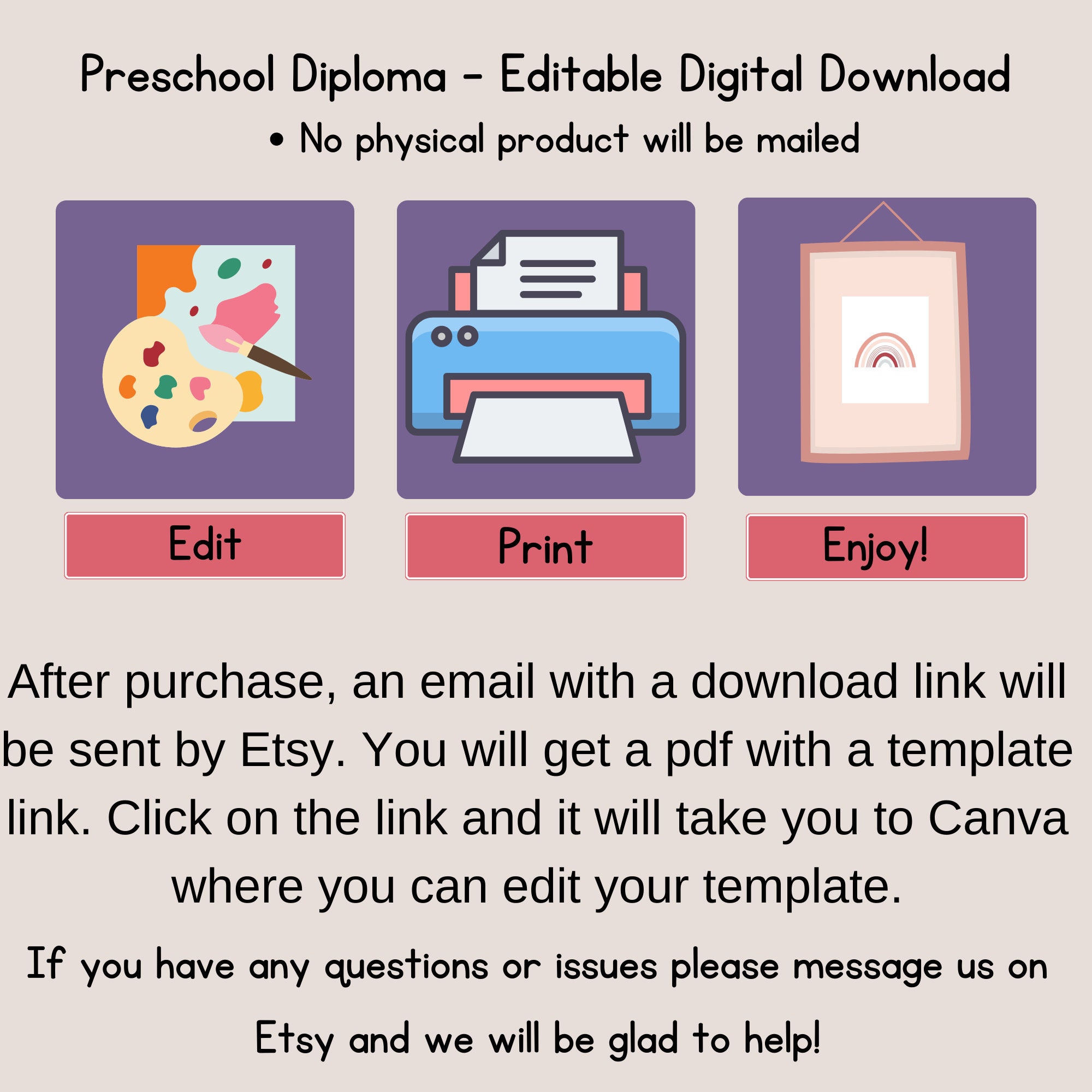 Preschool Diploma Printable Preschool Diploma Preschool Graduation Preschool Diploma Printable Preschool Diploma Preschool Graduation