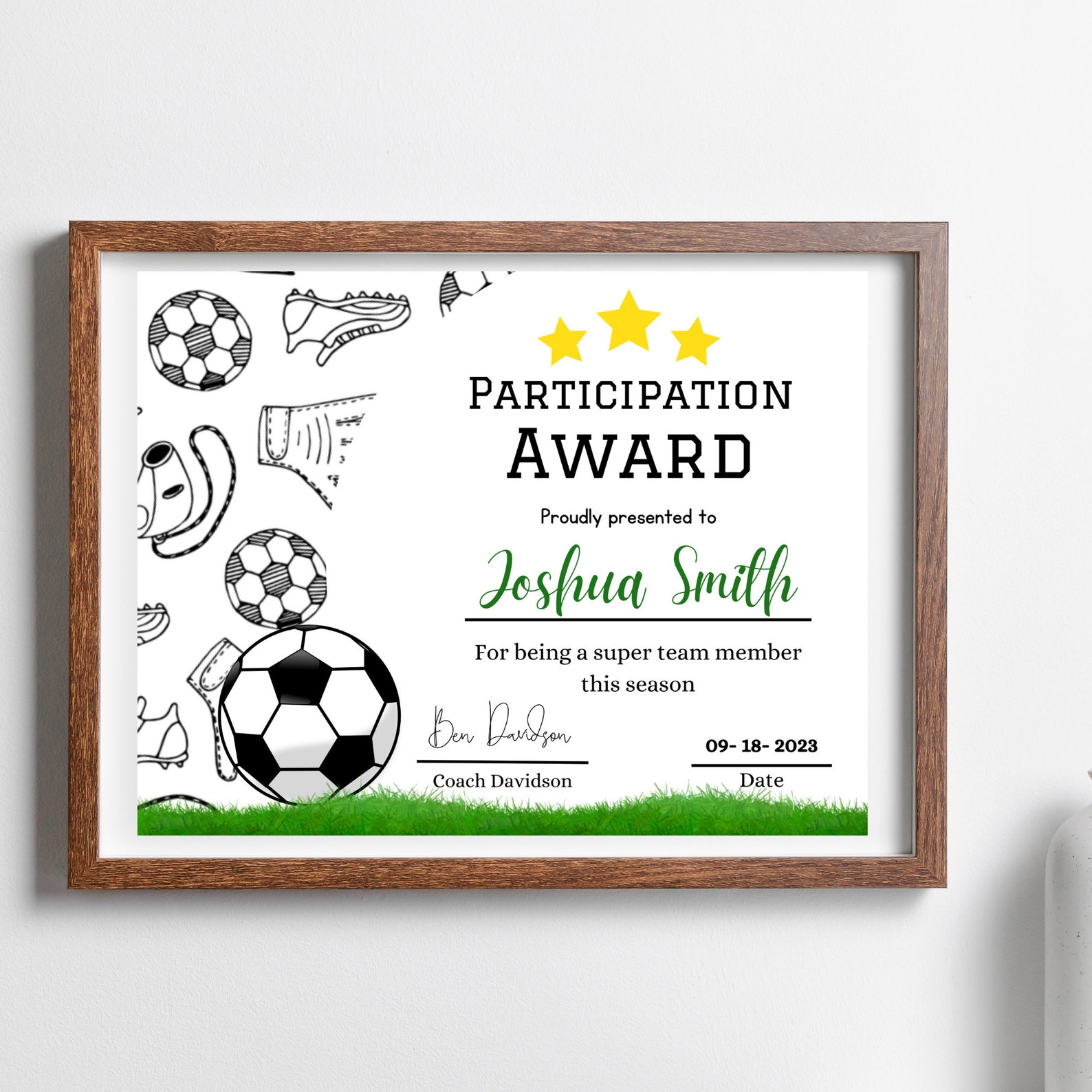 Soccer Certificate Soccer Participation Certificate Sports Season Soccer Certificate Soccer Participation Certificate Sports Season