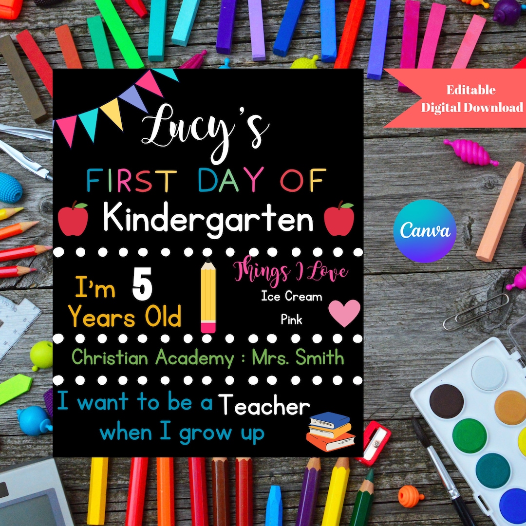 Editable First Day of School Chalkboard Sign (digital Download) - Etsy