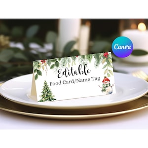 Editable Christmas Food Tent Place Cards: Printable Table Decor (Digital Download)