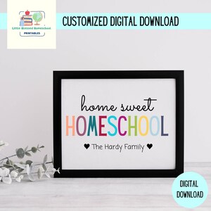 Digital Download Customized Homeschool Sign Decor Home Sweet Homeschool ...