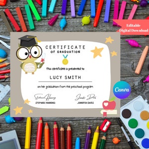 Editable Preschool Graduation Certificate Template (Digital Download)