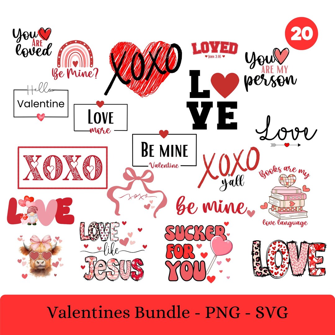 Valentines Day SVG Bundle: Love, XOXO Cut Files (personal Use) - Etsy