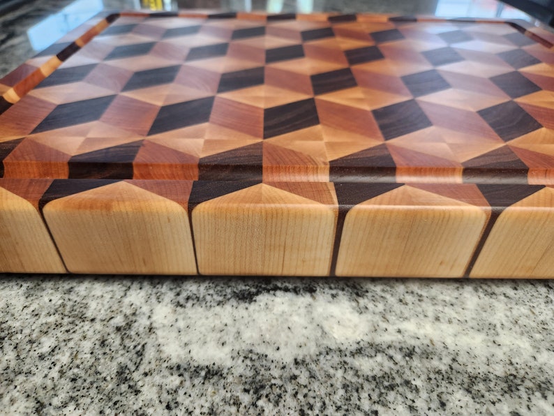 3D Cubes End Grain Cutting Board Walnut Maple and Cherry Etsy
