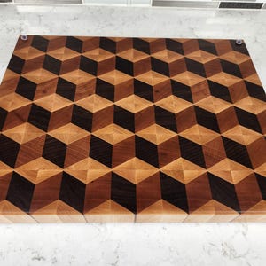 3D Cubes End Grain Cutting Board - Double Sided - Etsy