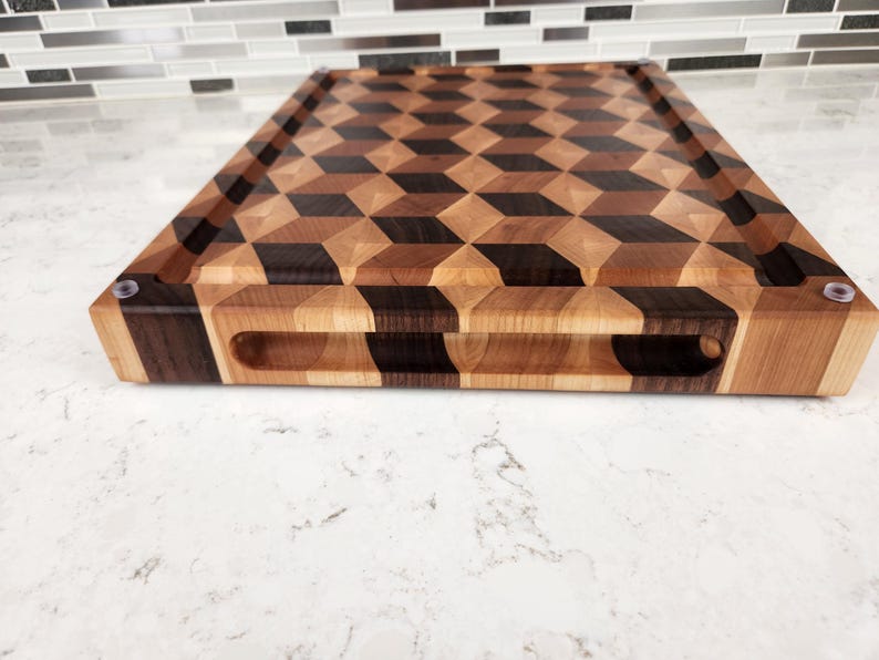 3D Cubes End Grain Cutting Board Double Sided - Etsy