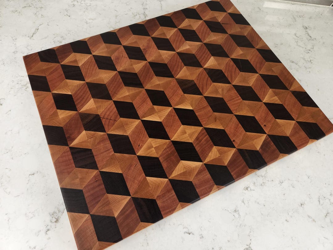 3D Cubes End Grain Cutting Board Double Sided - Etsy
