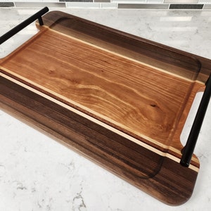 Striped Serving Tray / Charcuterie Board - Walnut, Maple, Cherry, Mahogany, and a touch of Purple Heart.