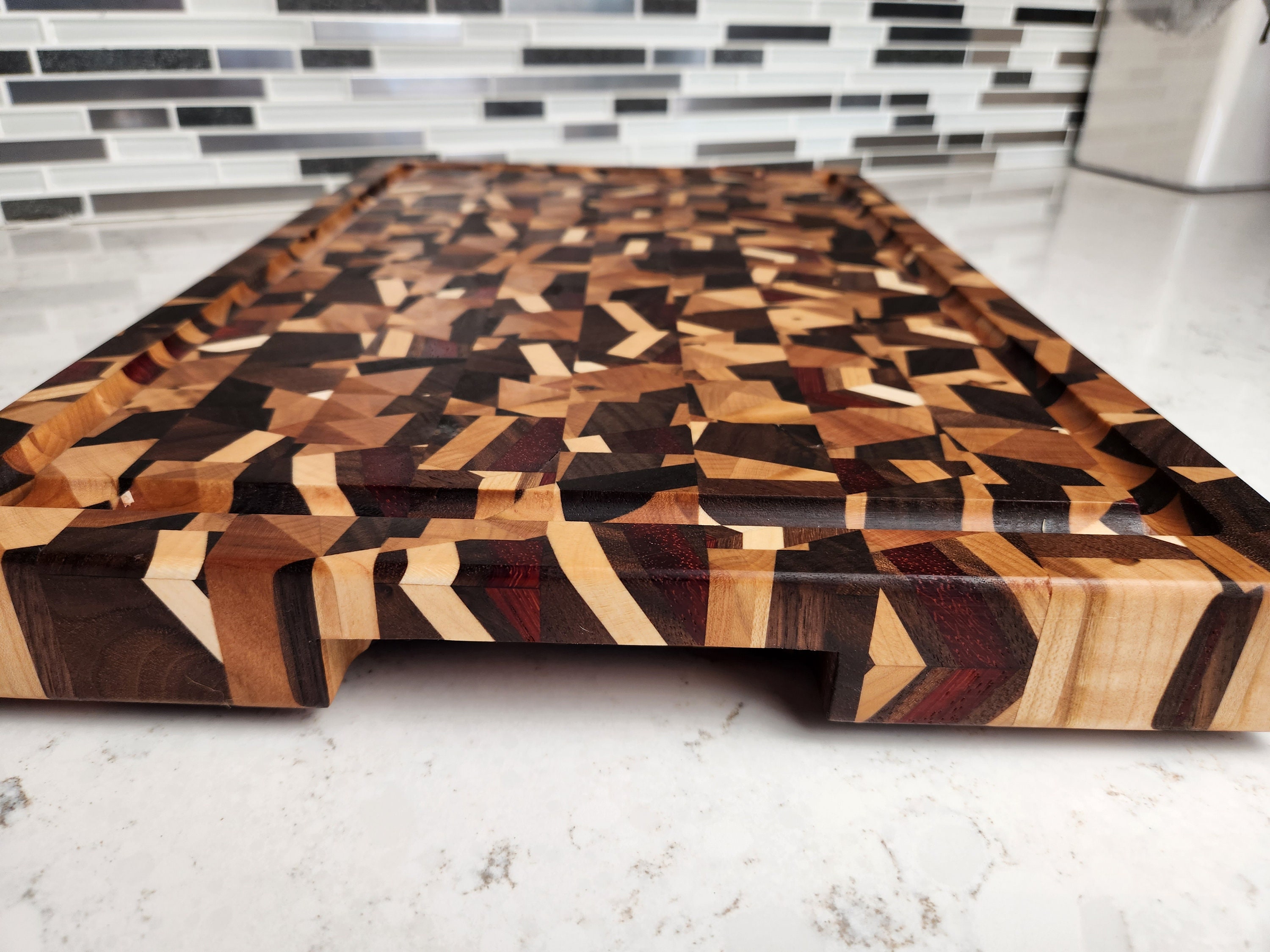 End Grain Chaotic chaos Cutting Board Walnut Maple Etsy