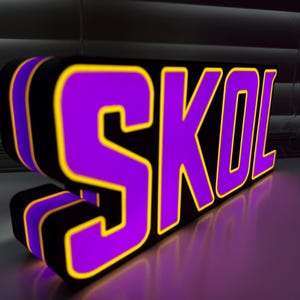 SKOL Minnesota Vikings LED Sign: 3D Printed Mancave Decor