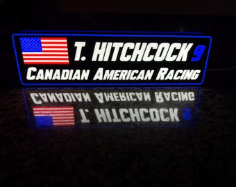 Personalized lit Sim racing driver name and number sign | LED | plate | display | lamp | plaque