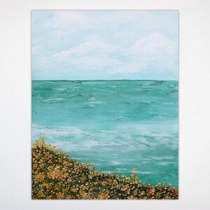 アクリル画 海 風景画 海の景色を描いたアクリル画 海岸風景画