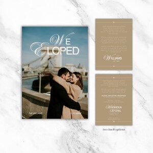 Bewerkbare Elopement-aankondiging met afbeeldingen ∙ Receptie-uitnodiging ∙ We zijn weggelopen ∙ 5x7 Canva-sjabloon ∙ INSTANT DOWNLOAD