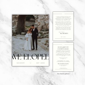 Editable Elopement Announcement with Pictures ∙ Reception Invitation ∙ We Eloped ∙ 5x7 Canva Template ∙ INSTANT DOWNLOAD