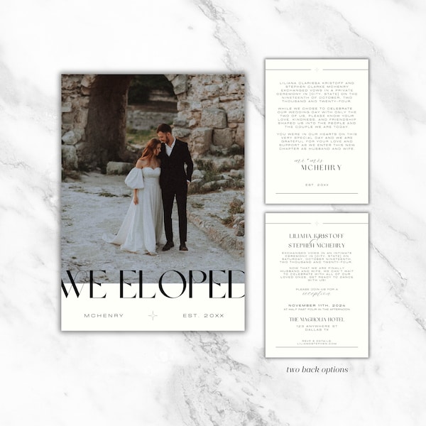 Editable Elopement Announcement with Pictures ∙ Happily Ever After Party ∙ Digital Announcement ∙ 5x7 Canva Template ∙ INSTANT DOWNLOAD