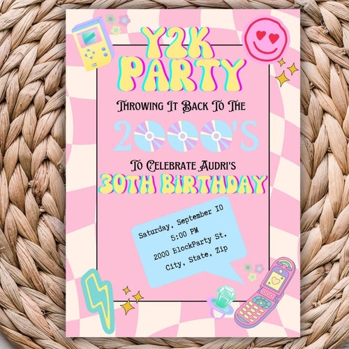 Editable Y2K Party Invitation Template Digital and Printable Etsy UK Editable Y2K Party Invitation Template Digital and Printable Etsy UK