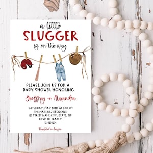 Digital Baseball Baby Shower - Baseball Gender Reveal - Baby Shower - Baseball Boy Baby Shower - Little Slugger On The Way - Baby On The Way