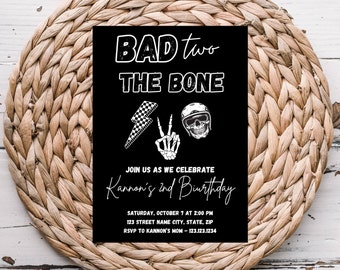 Bad Two The Bone 2.Geburtstags-Einladung: Biker Boy Party (Digitaler Download)