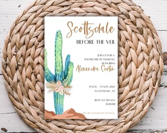 Boho Scottsdale Bachelorette Invitation & Itinerary (Digital Template)