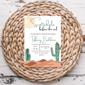 Scottsdale Bachelorette Invitation: Desert Cactus Theme (Digital Template)
