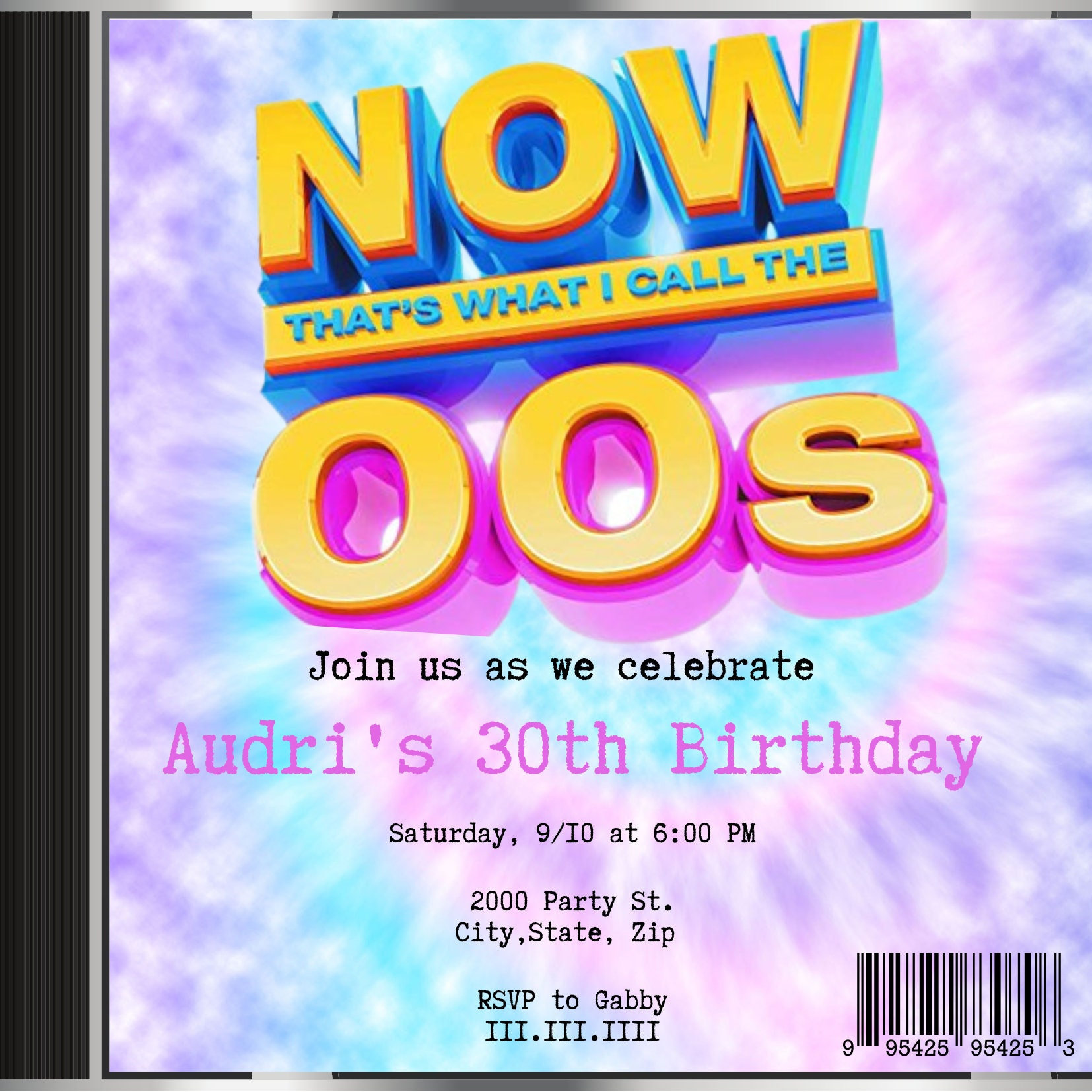 Digital 2000s Theme Birthday Invitation - Now CD Invitation