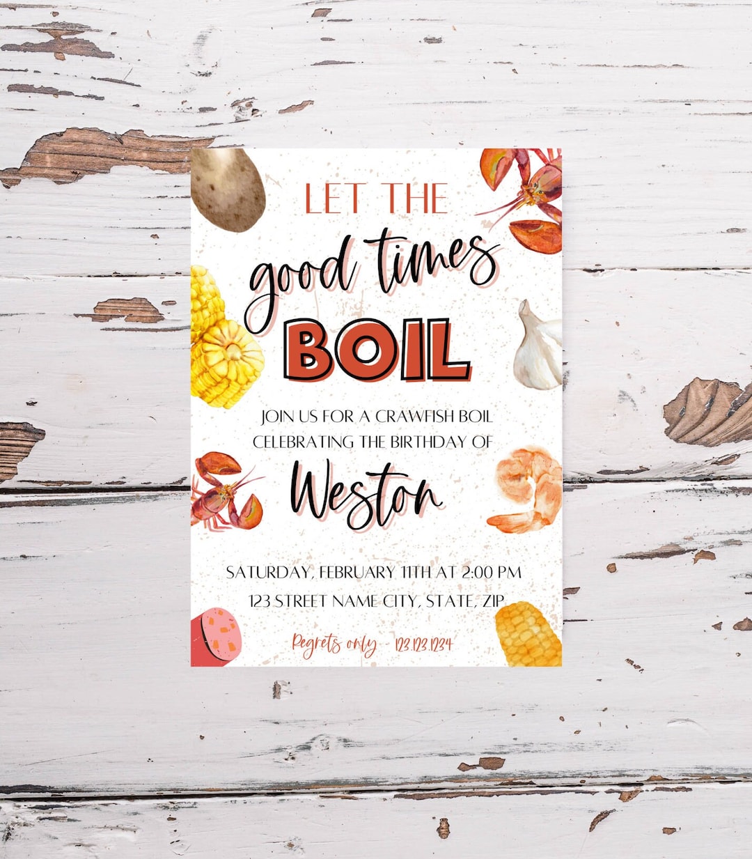 Digital Crawfish Boil Party Invitation (5x7in PDF Template) Etsy