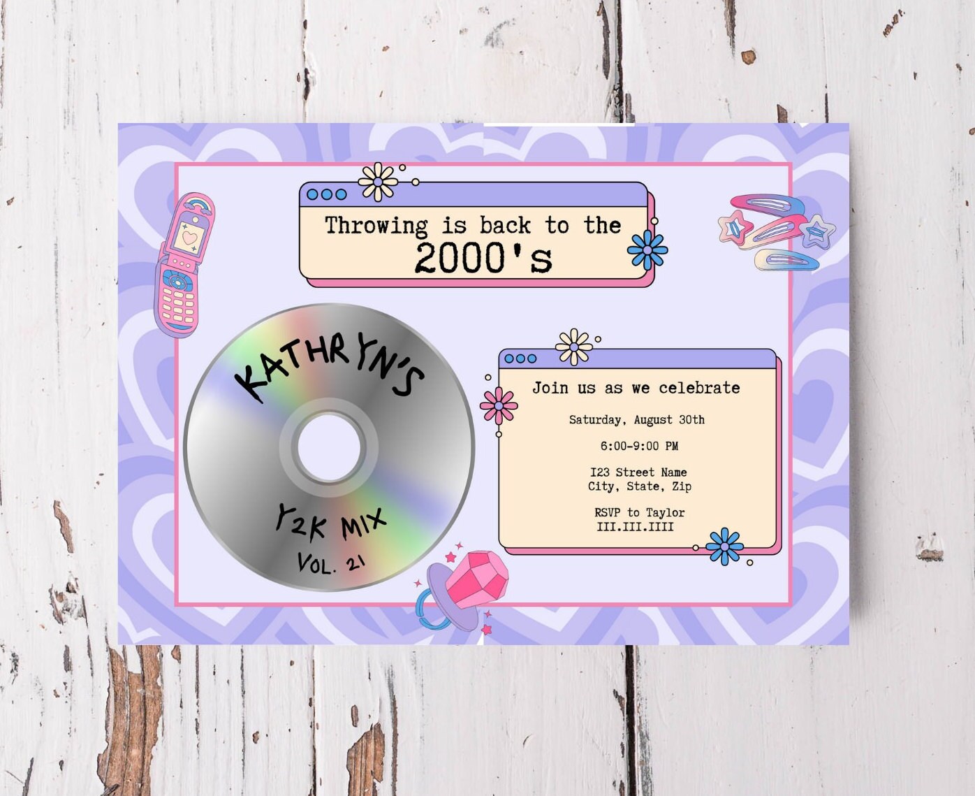 Digital Y2K Birthday Party Mix Invitation Y2k Party Y2K CD Invitation 2000s Birthday Party Theme Throwback Throwback Retro