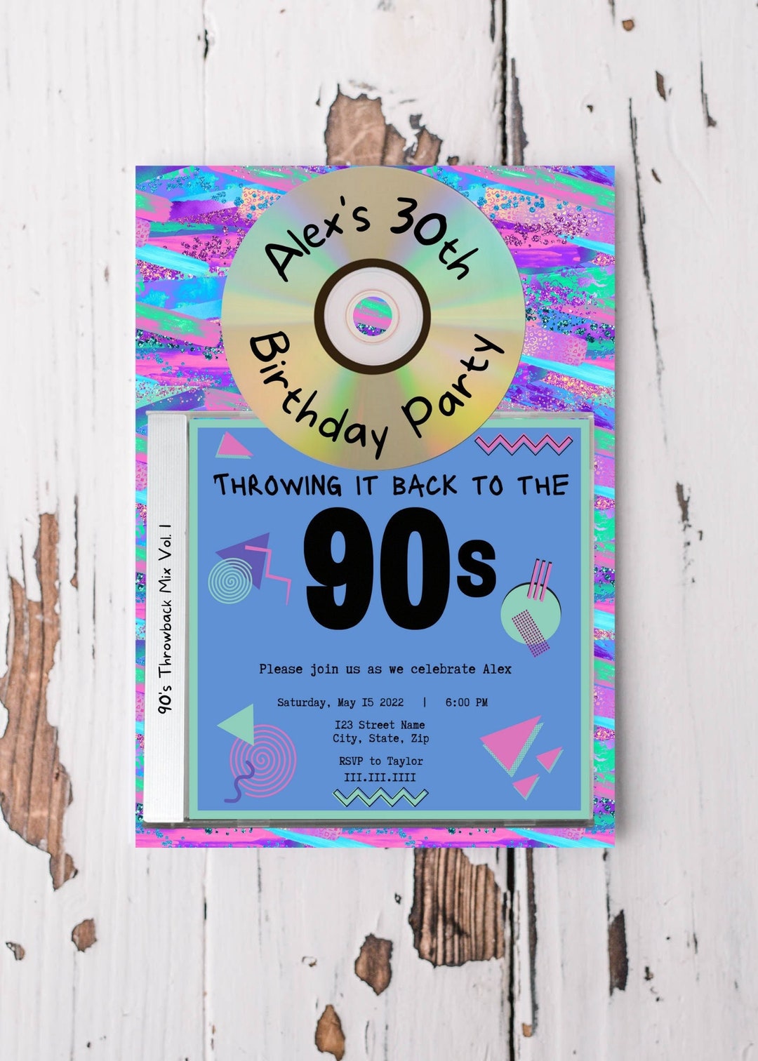 Digital 90s Throwback Birthday Invitation 90s Throwback Etsy