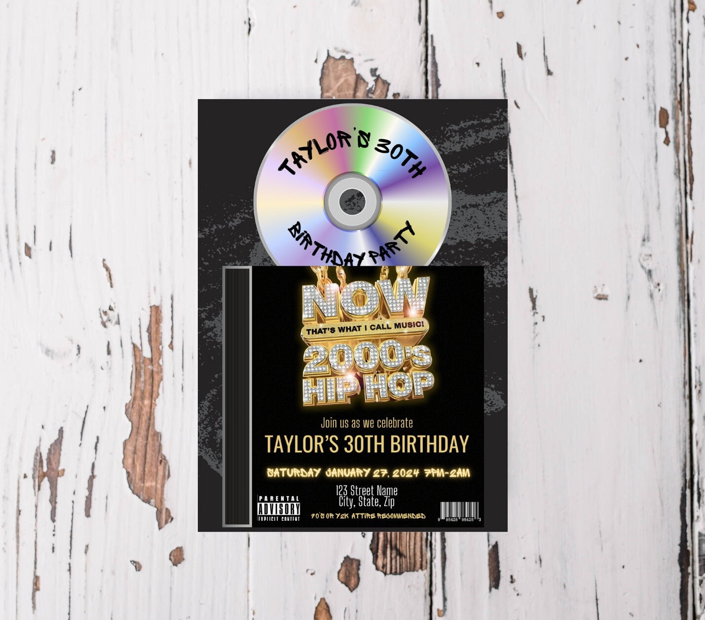 Digital Now CD Birthday Invitation 2000s Theme Now CD Y2K Birthday Editable Template Hip Hop Invitation Throwback Birthday