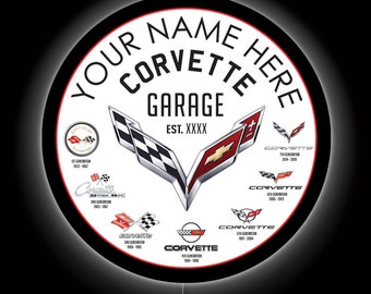 Corvette Flags LED 23" LED Custom Sign